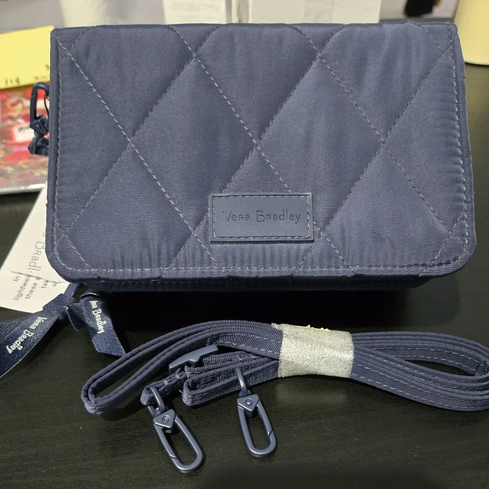 Vera Bradley Navy RFID Quilted Crossbody  Wristlet